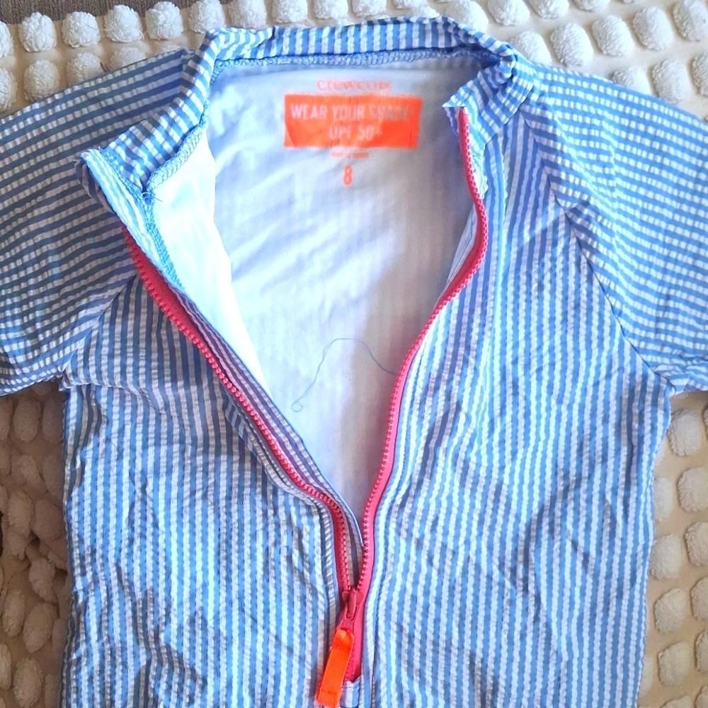 Crew Cut By J crew Upf 50+ Blue and Red Kids Swim One Piece - Picture 3 of 6